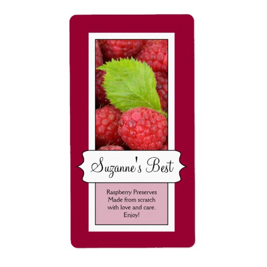 Étiquette de bocal à canne personnalisé, framboise (Devant)
