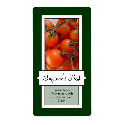 Étiquette de bocal à canne personnalisé, tomate (Devant)