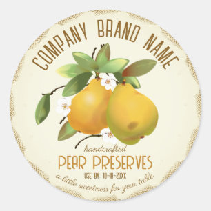 Étiquette de bocal à fruits poires