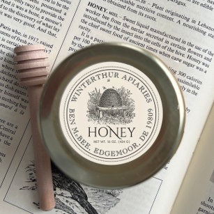 Étiquette de bocal de miel d'ivoire (Skep Vintage)