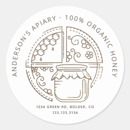 étiquette de bocal de miel moderne (Devant)