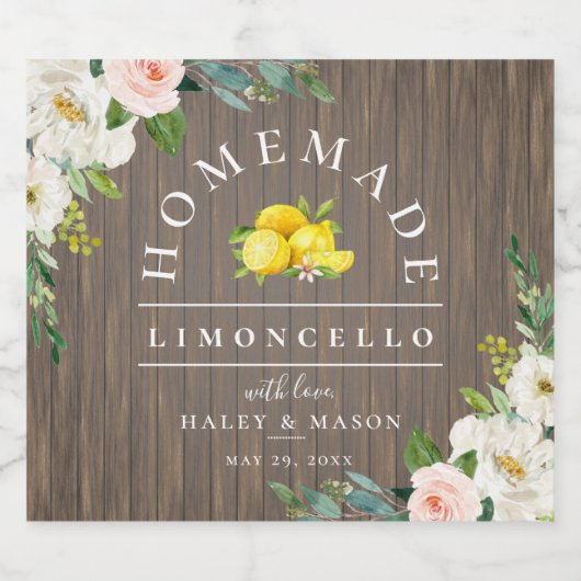 Étiquette de boisson à base de bois de Limoncello  (Étiquettes simples)