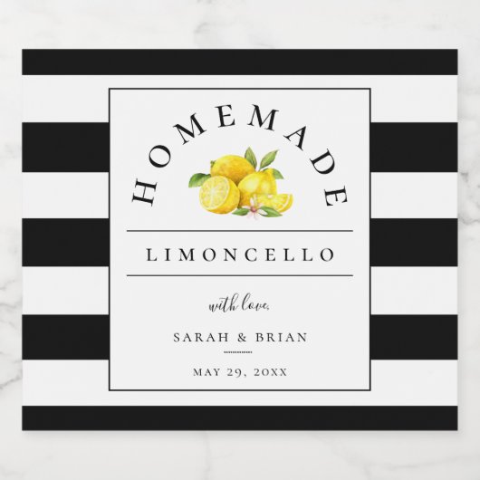 Étiquette de boisson  à ruban noir Limoncello mode (Étiquettes simples)