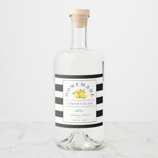 Étiquette de boisson à ruban noir Limoncello mode (Devant)