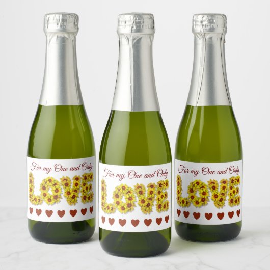 Étiquette de boisson d'amour Tournesol (Bouteilles)