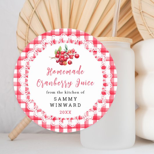 Étiquette de boisson de jus de canneberge fait mai