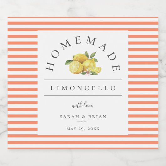 Étiquette de boisson de la pêche Limoncello modern (Étiquettes simples)