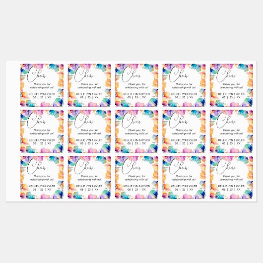 Étiquette de boisson florale à l'aquarelle DIY Che (Feuille)
