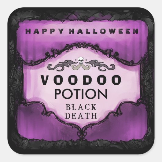 Étiquette de boisson Halloween violet et noir gran (Devant)