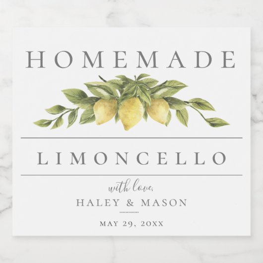 Étiquette de boisson Limoncello aux citrons rustiq (Étiquettes simples)