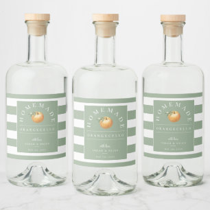 Étiquette de boisson Orangecello Sage Stripe moder