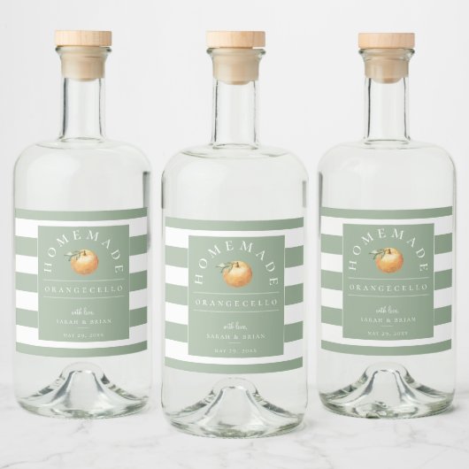 Étiquette de boisson Orangecello Sage Stripe moder (Bouteilles)