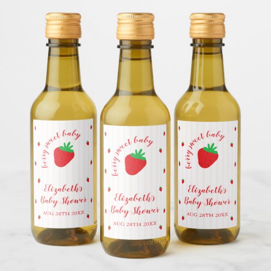 Étiquette de boisson pour Baby Shower « Fraise Suc (Bouteilles)