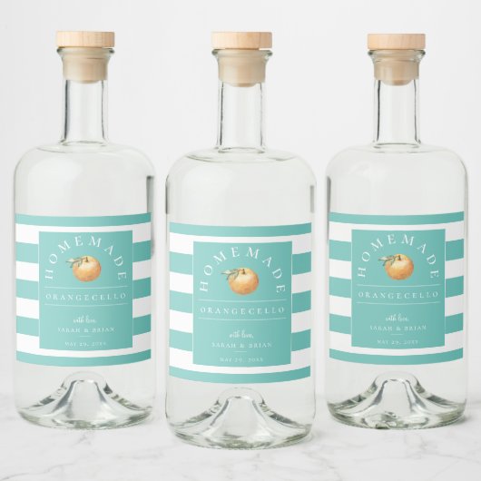 Étiquette de boisson Turquoise Orangecello moderne (Bouteilles)
