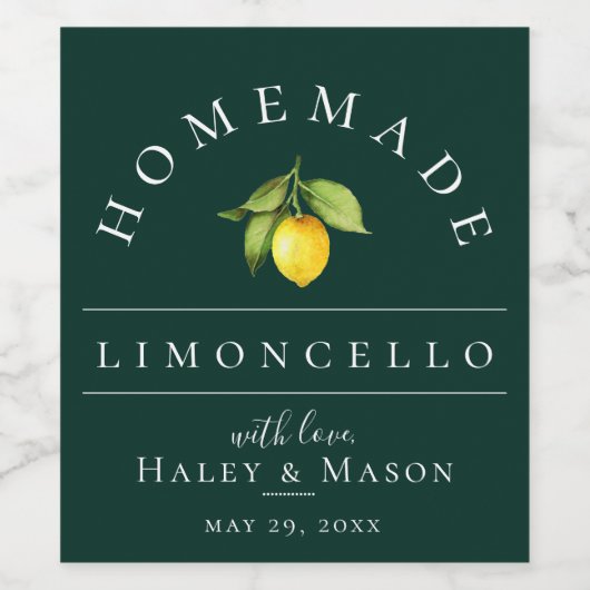 Étiquette de boisson verte Limoncello moderne (Étiquettes simples)