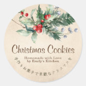 Étiquette de boîte de biscuits de Noël Kraft Holly (Devant)