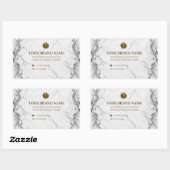 Étiquette de boîte rectangle en marbre argenté mod (Feuille)