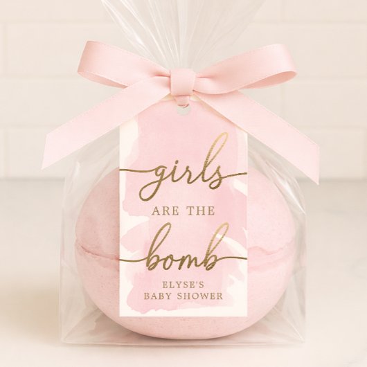 Étiquette de bombe de bain à l'aquarelle rose or