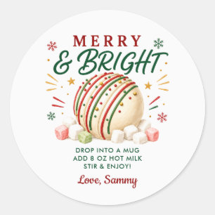 Étiquette de bombe de cacao chaud de Noël Merry &