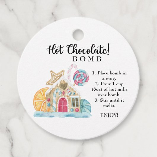 Étiquette de bombe de chocolat chaud. Bombe de cac (Devant)