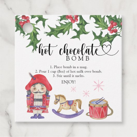 étiquette de bombe de chocolat chaud. Bombe de cac (Devant)