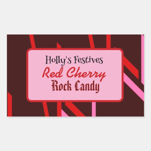 étiquette de bonbon de roche cerise rouge (Devant)