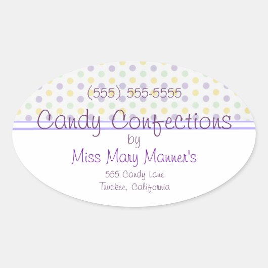 Étiquette de bonbons Pois violet (Devant)