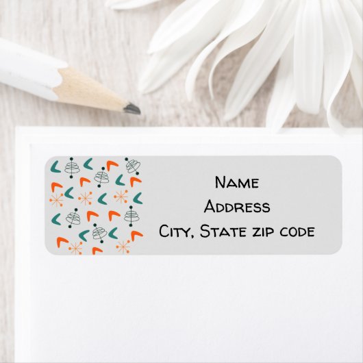 Étiquette de Boomerangs Atomique moderne du milieu (En situation)