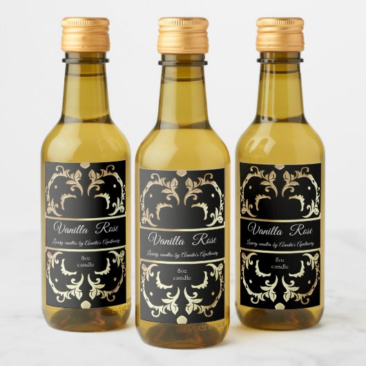 Étiquette de bougie à charpente dorée de luxe (Bouteilles)
