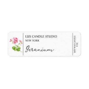 Étiquette de bougie au géranium