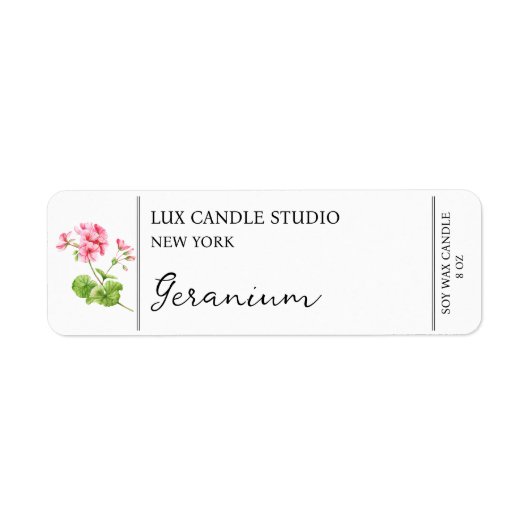 Étiquette de bougie au géranium (Devant)