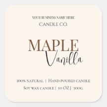 Étiquette de bougie au sirop d'érable et vanille |