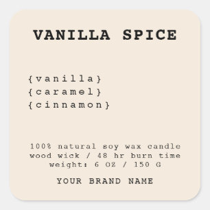 Étiquette de bougie beige minimaliste