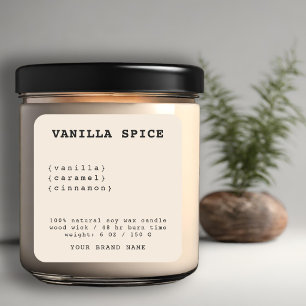 Étiquette de bougie beige minimaliste