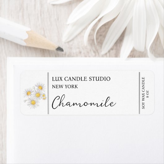 Étiquette de bougie Chamomile (En situation)