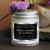 Étiquette de bougie Chic Black & Silver