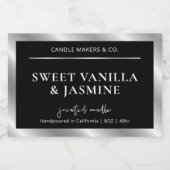 Étiquette de bougie Chic Black & Silver (Étiquettes simples)