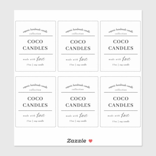 Étiquette de bougie Conception de vinyle transpare (Feuille)