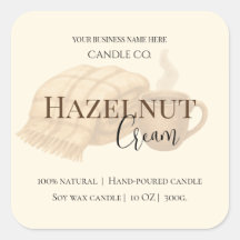 Étiquette de Bougie Crème de Noisette | Neutre et