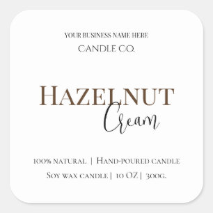 Étiquette de Bougie Crème de Noisette Neutre et