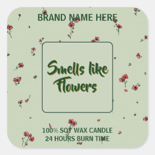 Étiquette de bougie de fleur personnalisable Texte