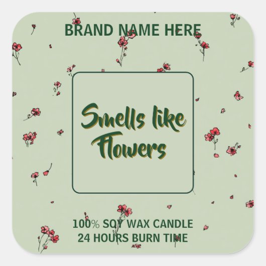 Étiquette de bougie de fleur personnalisable Texte (Devant)