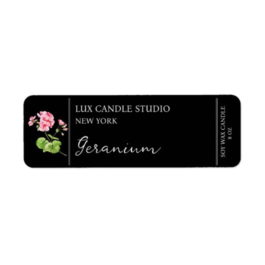 Étiquette de bougie de géranium (Devant)
