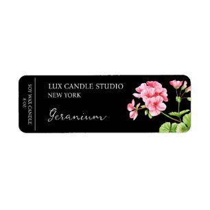 Étiquette de bougie de géranium