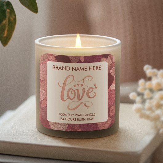Étiquette de bougie de la Saint-Valentin Amour