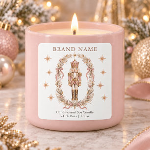 Étiquette de bougie de Noël Casse-Noisette rose et