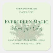 Étiquette de bougie de Noël Evergreen Magic | Pers (Devant)