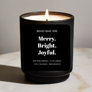 Étiquette de bougie de Noël Joyeux Joyeux