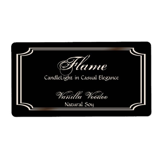 Étiquette de bougie de pétoncle noir et ivoire (Devant)