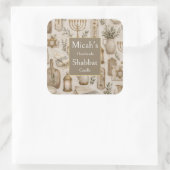 Étiquette de bougie de Shabbat, art rustique esthé (Sac)